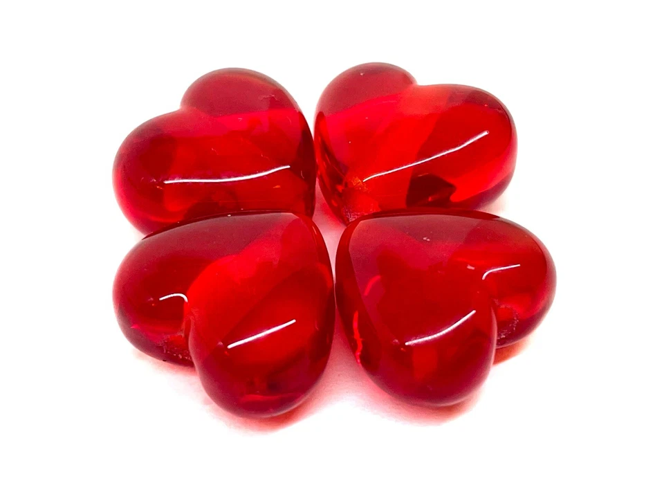 Heart Handmade Lampwork Glass Beads From Murano OOAK Tamara Yarilo Brand 4 Pcs - Image 1 of 1