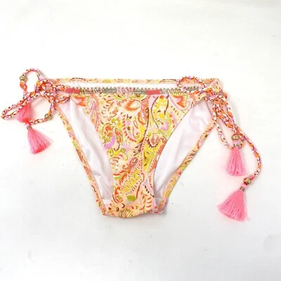 Victoria's Secret Swimsuit String Bikini Bottom Women Size Small Orange Paisley - Image 1 of 4