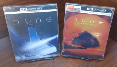 Dune 1 + 2 4K Steelbooks (4K+Blu-ray)w/PROTECTIVE SLEEVE-NEW-Free Box Shipping! - Image 1 of 4