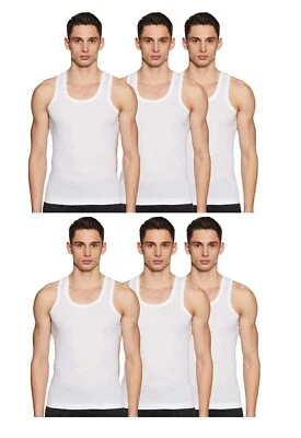 6 x Amul Comfy Men's Pure Cotton White Vest For Men's - Free Shipping Foto 1 de 3