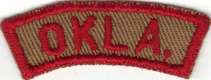 BOY SCOUT OKLAHOMA (OKLA.) TRS TAN AND RED STATE STRIP WITH WHITE BACK STITCH - Picture 1 of 2
