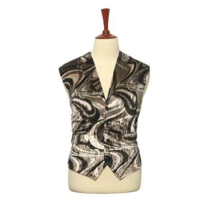 Chaleco Para Hombres XL Marrón Abstracto Terciopelo Formal Boda Fiesta Traje Solapa Chaleco 46 Foto 1 de 4