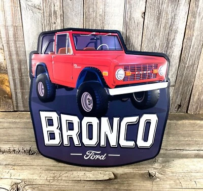 Ford Bronco 12"  Embossed Metal Tin Sign Vintage Man Cave Garage Gas New - Image 1 of 3
