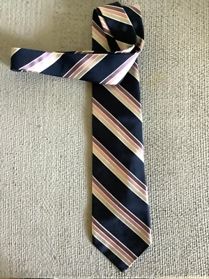 Corbata Daniel Cremieux Azul Marino Púrpura Rosa Rayas Seda 59x3.75 Colección Signature Foto 1 de 4