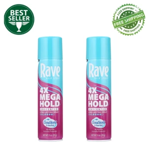 Rave 4X Mega Shine Hold Enhancing Unscented Hair Spray, 11 oz, 2 Pack, Aloe Vera - Picture 1 of 12