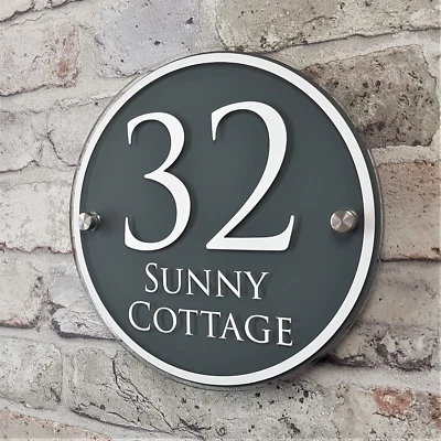 Personalised House Sign | Door Number | Address Plaque Modern Glass Effect - Image 1 of 4