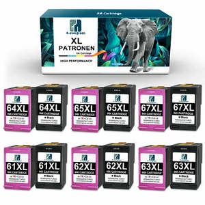 Black Color premium Ink Cartridge 65XL 64XL 63XL 61XL For HP 61 63 64 65 XL Lot - Picture 1 of 24