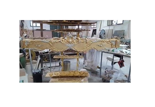 ZINEFFA MANTOVANA IN LEGNO FOGLIA ORO  E ARGENTO CON CRISTALLI BASTONE PER TENDA - Immagine 1 di 1