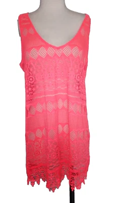 Op Hot Rosa Floral Traje de Baño Playa Tanque Cubrir Juniors Grande Crochet (38" Busto) Foto 1 de 4