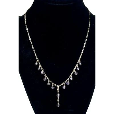 Collar de cuentas colgantes de plata de ley 925 de amatista de 16 pulgadas Foto 1 de 4