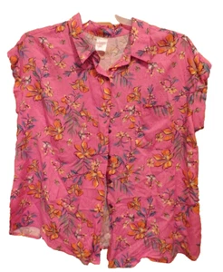 Rosa Blumenmuster SS Bluse vorne ~ Knoten vorne ~ JUNIOR Größe XL (15-17) ~ NEU - Bild 1 von 2