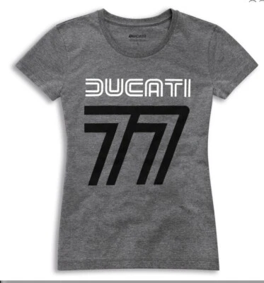 Ducati 77 Retro Ladies short Sleeve T-Shirt Lady Grey New - Image 1 of 3