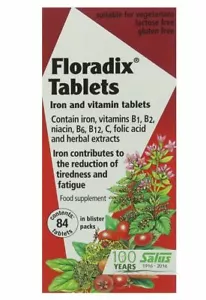 Floradix Iron & Vitamin Supplement Tablets 84 Tablets  - Picture 1 of 4