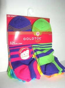 Gold Toe Big Girls' Six-Pack Liner Socks Size Large Girls' Shoe Size 2-10.5 - Picture 1 of 5