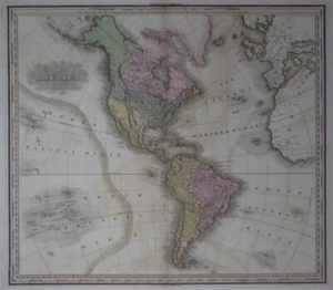 Original 1825 Tanner Map AMERICA Western Hemisphere United States Texas Arctic - Picture 1 of 12