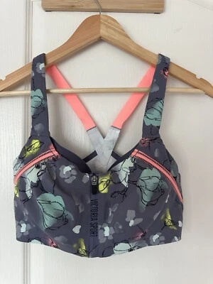Victoria’s Secret Ultimate Push Up Sports Bra Size Gray Floral Underwire 34DD - Image 1 of 4