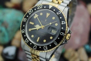 C. 1986 ROLEX OYSER PERPETUAL GMT-MASTER Ref. 16753 Gold & Steel Men's Watch  - Picture 1 of 7