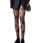 Women Goth Punk Pantyhose Big Flower Patterned Sheer Tights Stockings