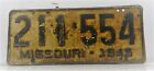 License Plate 1945 Missouri 211-554