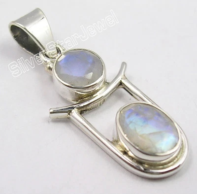 ФЛЭШ-РАСПРОДАЖА ПРЕДЛОЖЕНИЕ 925 Серебряный сказочный РАДУЖНЫЙ ЛУННЫЙ КАМЕНЬ 2 ювелирных изделия подвеска 1,4» - Изображение 1 из 3