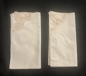 2 Tovaglioli di stoffa con bordo all'uncinetto beige bellissimi - Foto 1 di 3