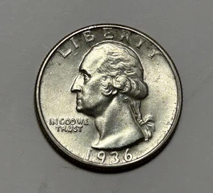 1936 S WASHINGTON QUARTER BU DETTAGLIO - Foto 1 di 2