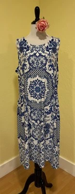 Charter Club Dress Blue White Size XL Stretchy Lightweight - Image 1 of 4