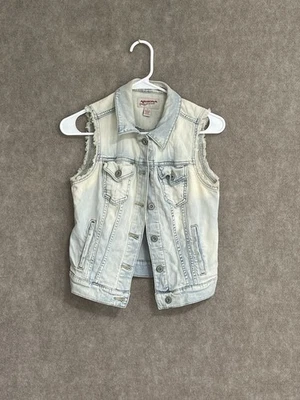Chaleco Arizona Jean Denim Sin Mangas Envejecido Para Mujer Talla S Foto 1 de 4