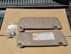 1995-2000 Toyota Tacoma Sun Visor Shade Pair Set LH/RH Tan With Clips Hooks OEM - Picture 1 of 7