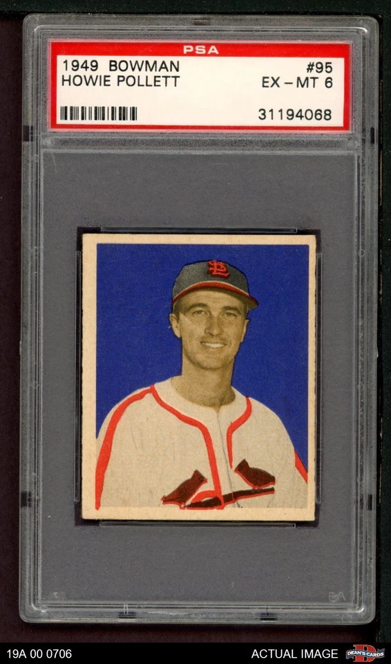 1949 Bowman #95 Howie Pollet Cardinals RC PSA 6 - EX/MT - Image 1 of 1