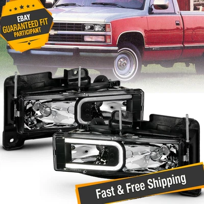 ANZO 111498 Crystal C Bar Headlights for 88-99 Chevy/GMC C/K 1500/2500/3500 - Image 1 of 4