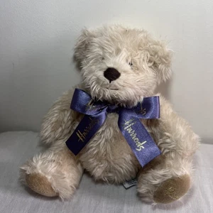 Harrods Teddy Bear Cream Purple Neck Ribbon Embroidered Foot 7” - Picture 1 of 12