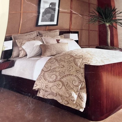 Falda de cama Ralph Lauren Desert Spa QUEEN cachemira crema/algodón bronceado NUEVA venta al por menor $185  Foto 1 de 4