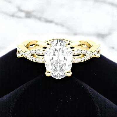 1.35 Ct Oval 14K Yellow Gold IGI GIA Certified Lab Grown Engagement Diamond Ring - Image 1 of 4