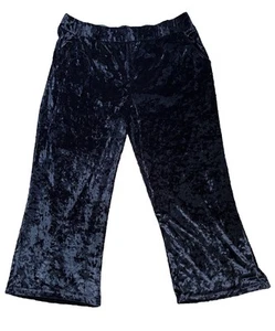 Schwarze Crushed Samt Hose weites Bein XXL Pull On Whimsigoth Goth Core Festival - Bild 1 von 4