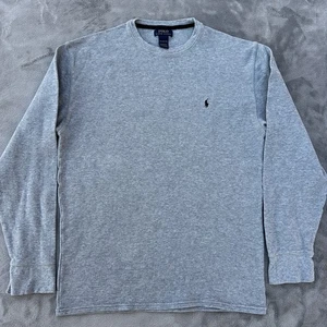 Polo Ralph Lauren Shirt Mens 2XL Gray Long Sleeve Waffle Knit Cotton Crewneck - Picture 1 of 8