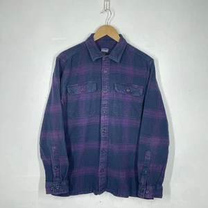 Patagonia Fjord Flannel Shirt Mens M Purple Check Organic Cotton Long Sleeve - Picture 1 of 9