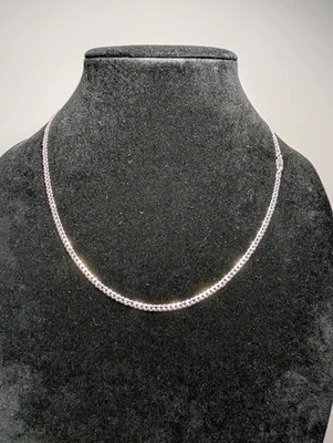 Collar Cubano Plano Cadena Plata de Ley 925 Sólida 3.1mm 20" Foto 1 de 4