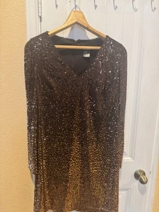 Vestido DKNY Mujer Ombré Lentejuelas Cuello en V Rodilla Cóctel y Fiesta Talla 14 - Imagen 1 de 7
