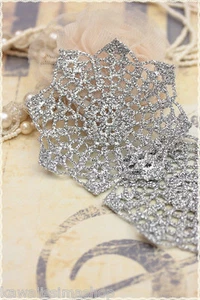 Häkelspitze Handarbeit Unikate Silberfaden Handmade Crochet Lace - Bild 1 von 1