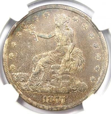 1877 Trade Silver Dollar T$1 - Certified NGC XF Details (EF) - Rare Coin! - Image 1 of 4