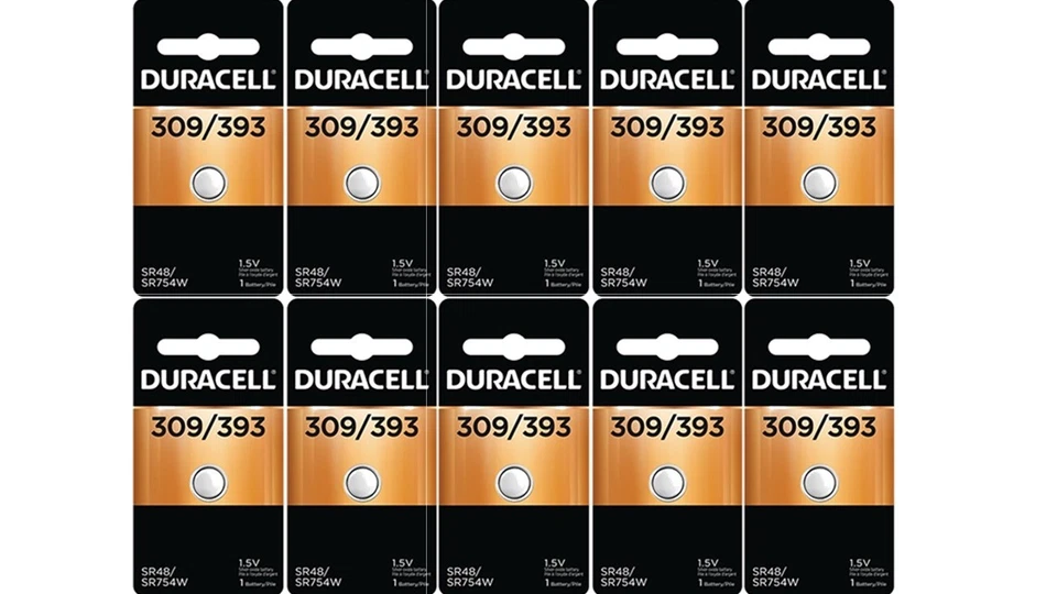 20 baterías Duracell de óxido de plata 309/393 (G5, SR48, G5A, SR754, SR754W, LR750) Foto 1 de 1