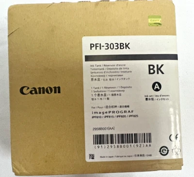 NUEVO SELLADO GENUINO Canon PFI-303 BK Tanque de Tinta Negro ENVÍO RÁPIDO GRATUITO Foto 1 de 4