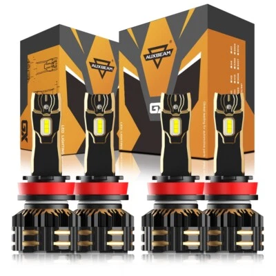 2Pairs AUXBEAM H9 H11 Canbus LED Headlight 120W 25000LM 6500K Bulbs Super Bright - Image 1 of 4