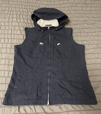 Chaleco Lauren Active Ralph Lauren Azul Algodón Cremallera Completa Mujer Grande Capucha Extraíble Foto 1 de 4