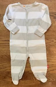 Pumpkin Patch Baby Unisex Footie Sleeper Gray White Stripe Cotton Size 3-6m 67cm - Picture 1 of 4