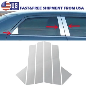 6pc Set Chrome Pillar Post For Chrysler 300 300C 2005-2010 Door Trim Cover Kit - Imagen 1 de 9