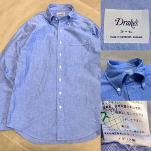 Drake's Button-Down Oxford Long Shirt Made in England Cotton 100% From Japan - Picture 1 of 8