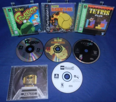 PS1; Frogger, All-Star Slammin' D-Ball, Tetris Plus, w/Mans, LEGO Island2,Tested - Image 1 of 4