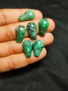 Emerald coffin shaped cut gemstone 10-11 cts pc - Picture 1 of 7
